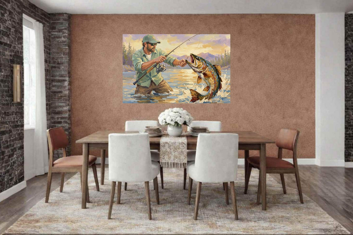 The Big Catch | Fisherman and Trout Art | Giclée Paper • Canvas • Wood • Metal Panels