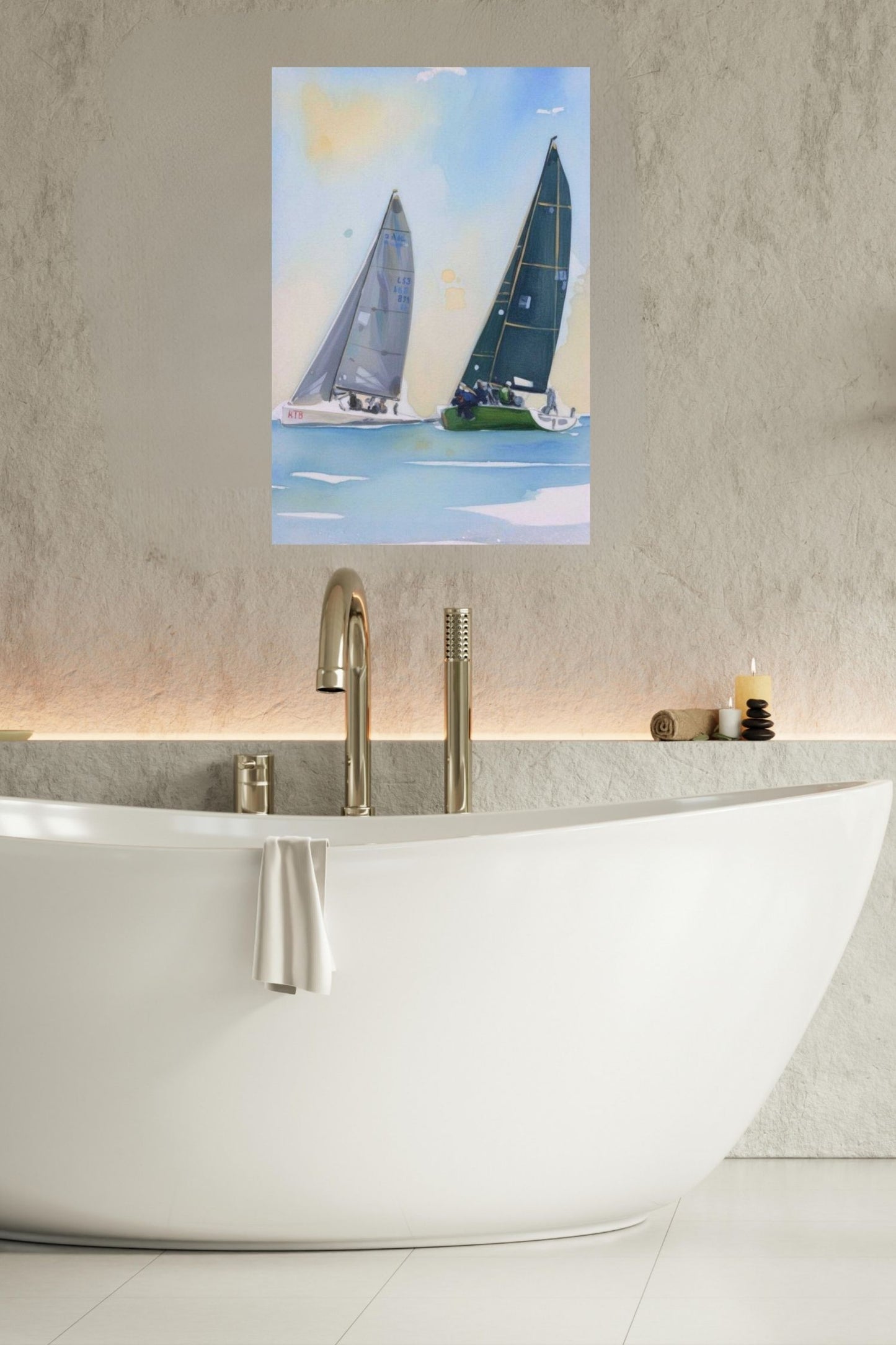 Summer Days Sailing Boats | Water Sports Art| Giclee Paper- Wood- Metal- Canvas