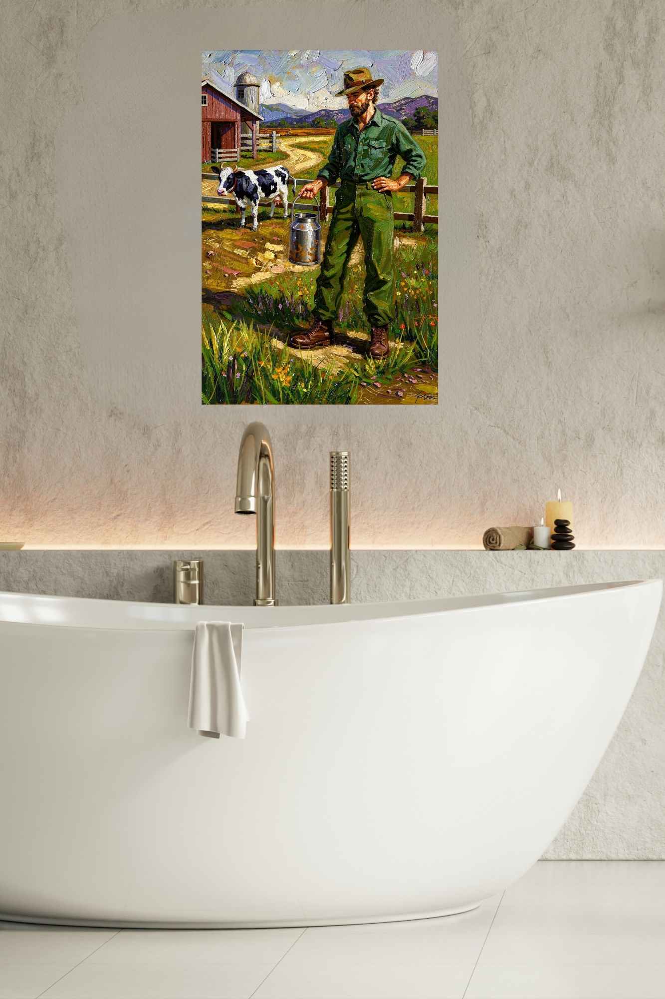 Dairy Farmer| Farm Cow Art| Giclee Paper- Wood- Metal- Canvas