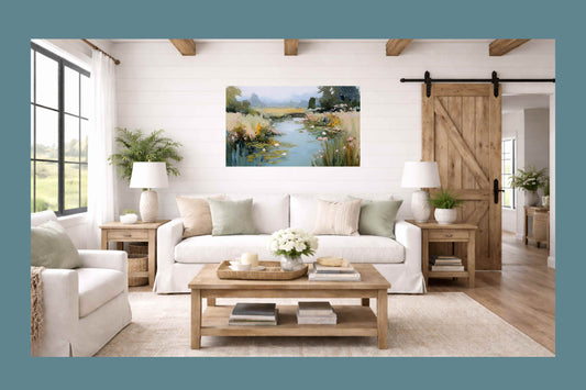 The Lily Pond – Impressionist Water Garden Painting, Lily Pad Pond Wall Art, , Giclee Paper- Wood- Metal- Canvas