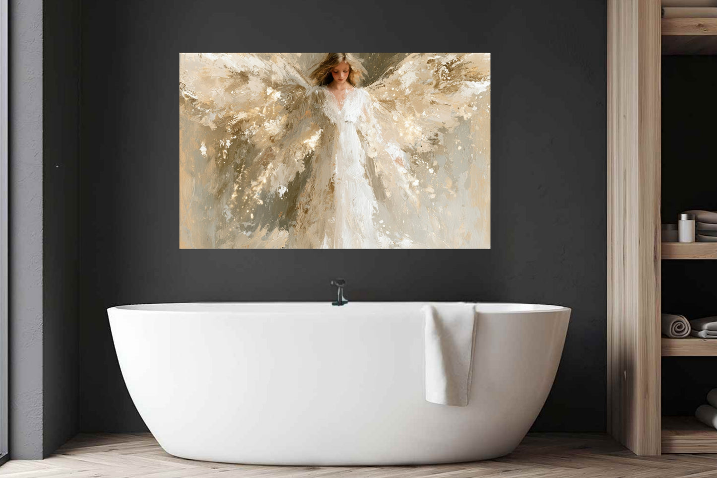 Whispers Of Grace | Angel Art | Christian Wall Decor | Neutral Spiritual Art | Heavenly Angel Print