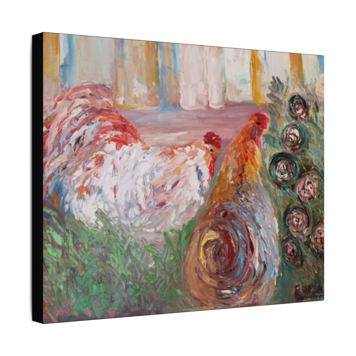 Betsy's Chicken- Art- Gallery Wrapped- Satin Stretched Canvas Gallery Wraps - No Frame Needed