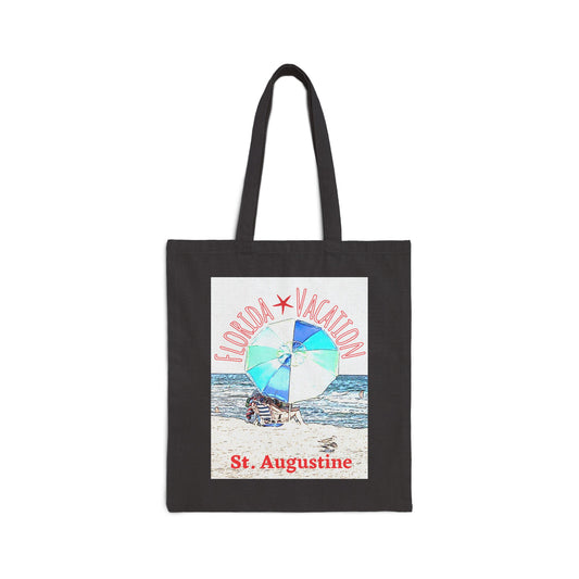 "Florida Vacation St. Augustine" Stylish Cotton Canvas Tote Bag