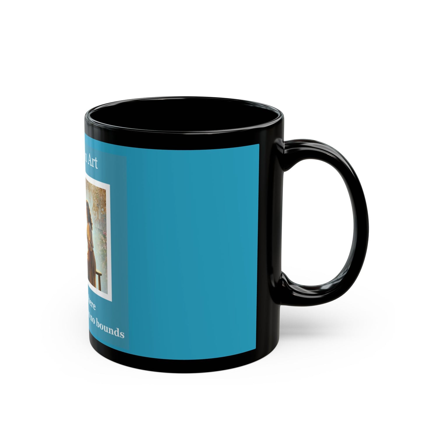 Teresa Johnson Art Logo - 11 oz or 15 oz Ceramic Black Mugs