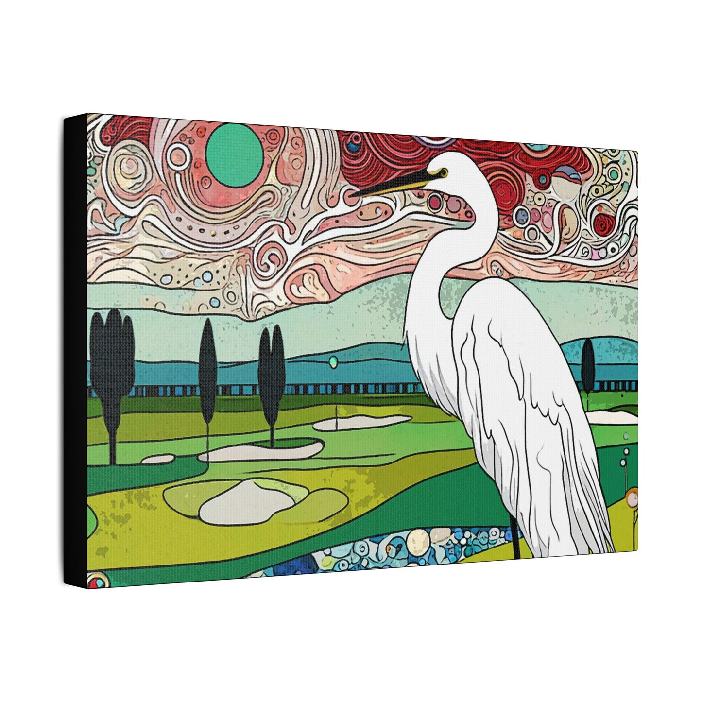 Florida Egret- Art- Gallery Wrapped- Satin Stretched Canvas Gallery Wraps - No Frame Needed