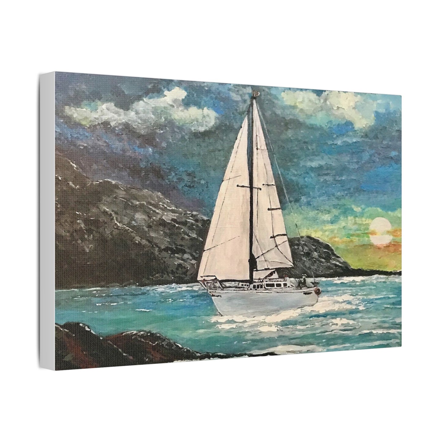 Tropical Sailing- Art- Gallery Wrapped- Satin Stretched Canvas Gallery Wraps - No Frame Needed