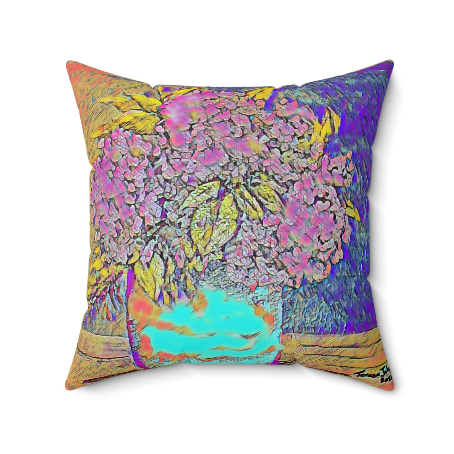 Old Fashion Hydrangea -Faux Suede Square Pillow
