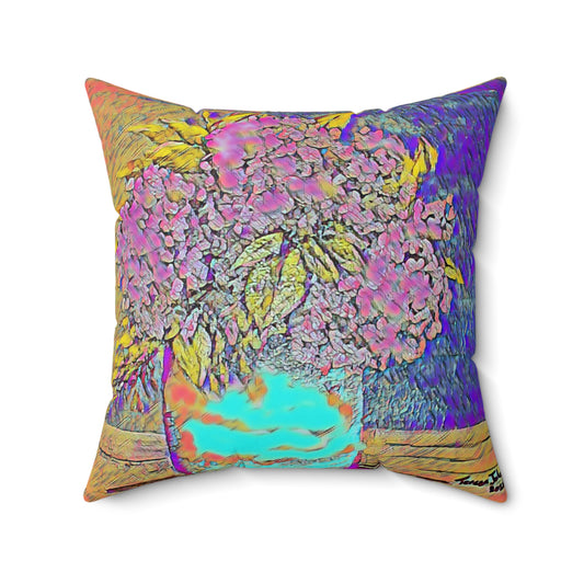 Old Fashion Hydrangea -Faux Suede Square Pillow