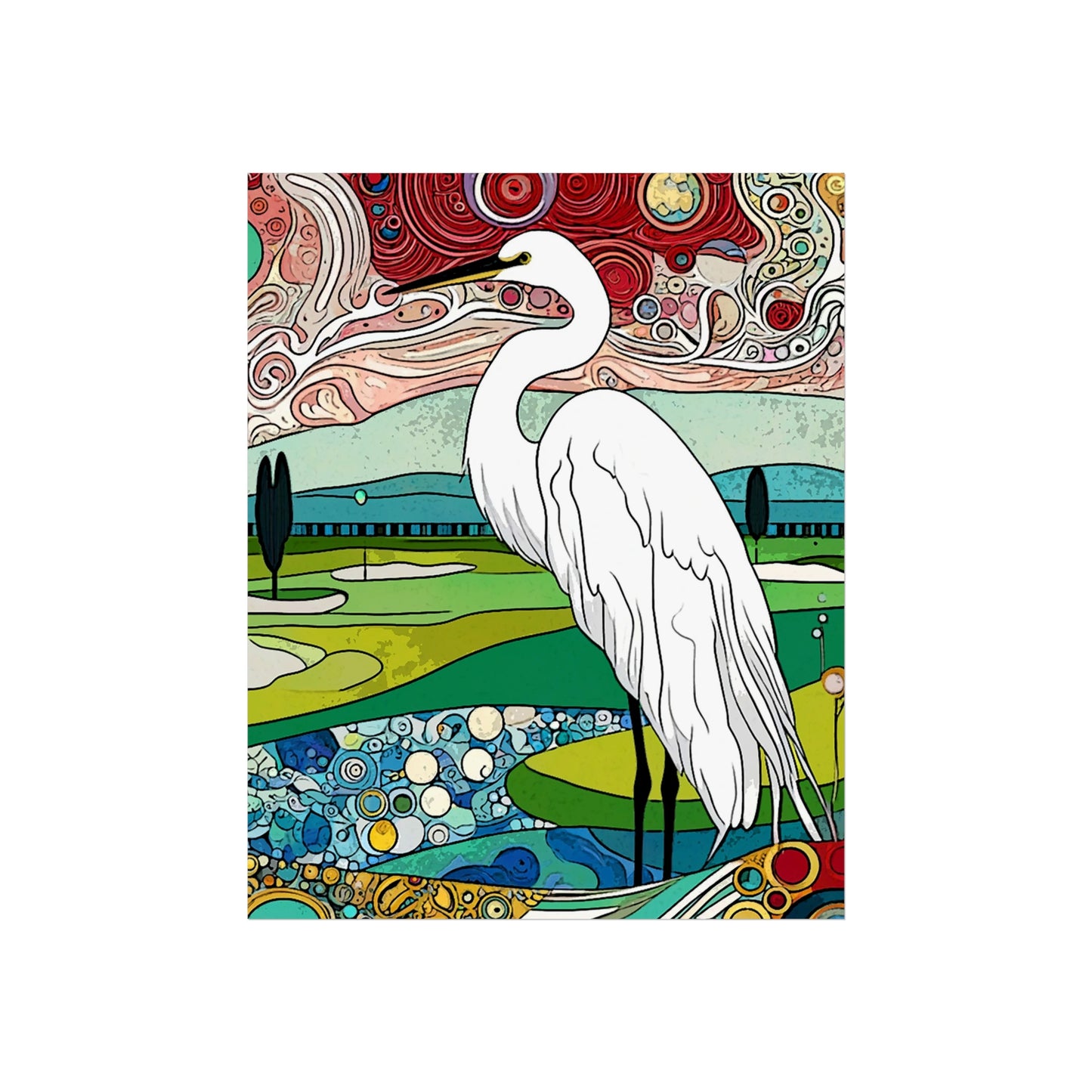 Florida Egret Art- Giclée Technique Fine Art Posters- No Frame