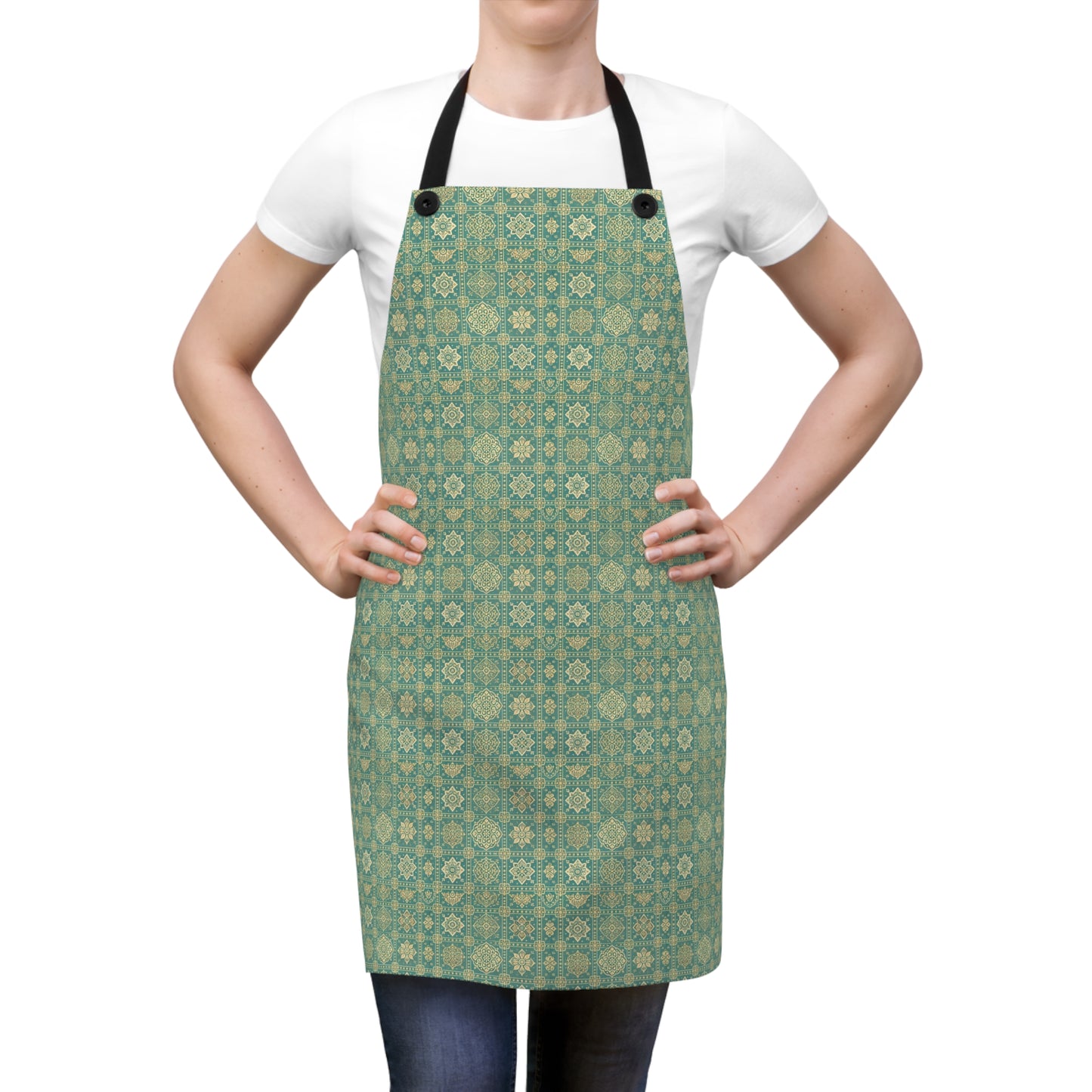 Turquoise and Elegant Gold Boho-Apron