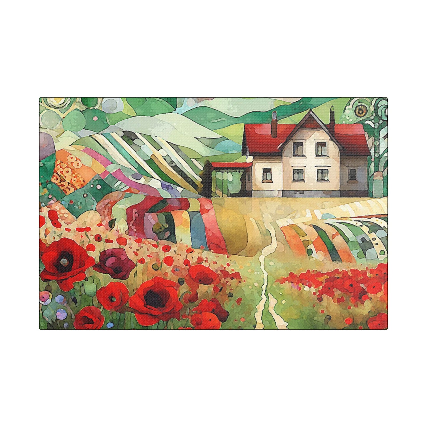 Poppy Hill House- Art- Gallery Wrapped- Satin Stretched Canvas Gallery Wraps - No Frame Needed