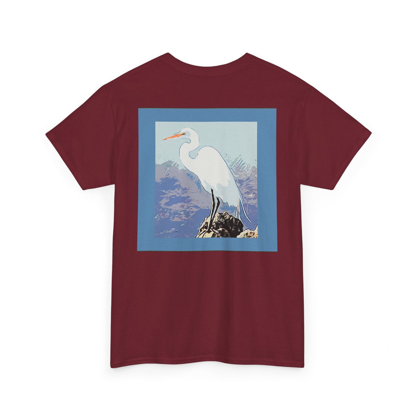 White Egret- Amazing Unisex Heavy Cotton Short Sleeve Tee Shirts!