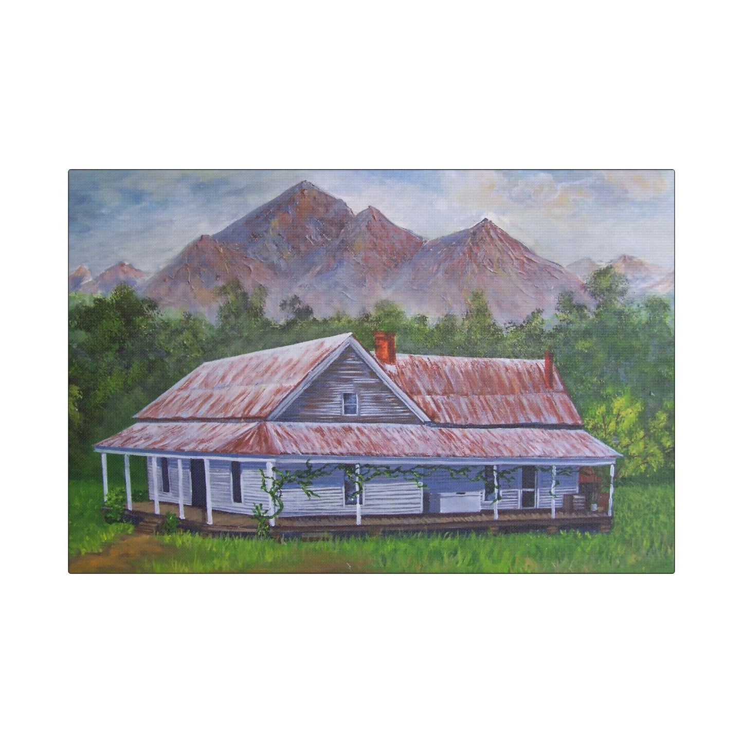 Mountain House- Art- Gallery Wrapped- Satin Stretched Canvas Gallery Wraps - No Frame Needed