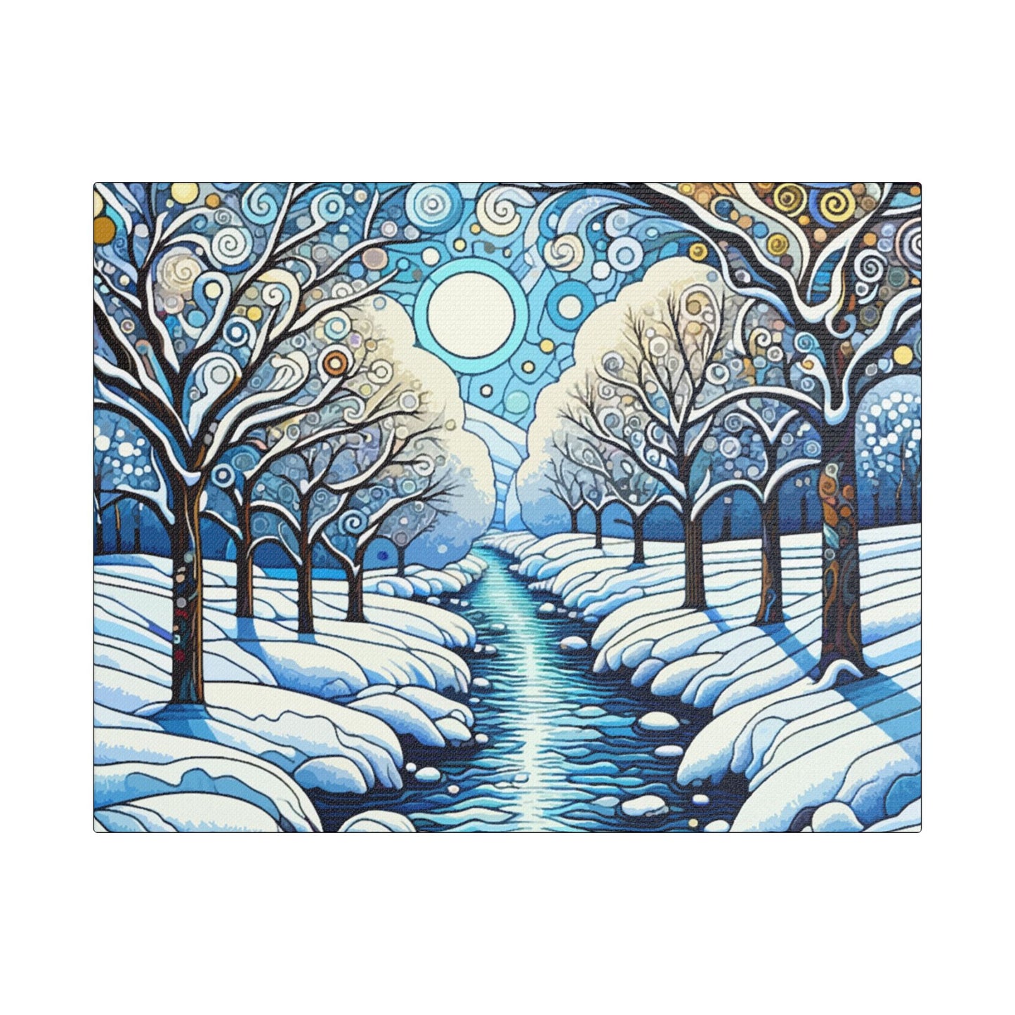 Winter Stream- Art- Gallery Wrapped- Satin Stretched Canvas Gallery Wraps - No Frame Needed