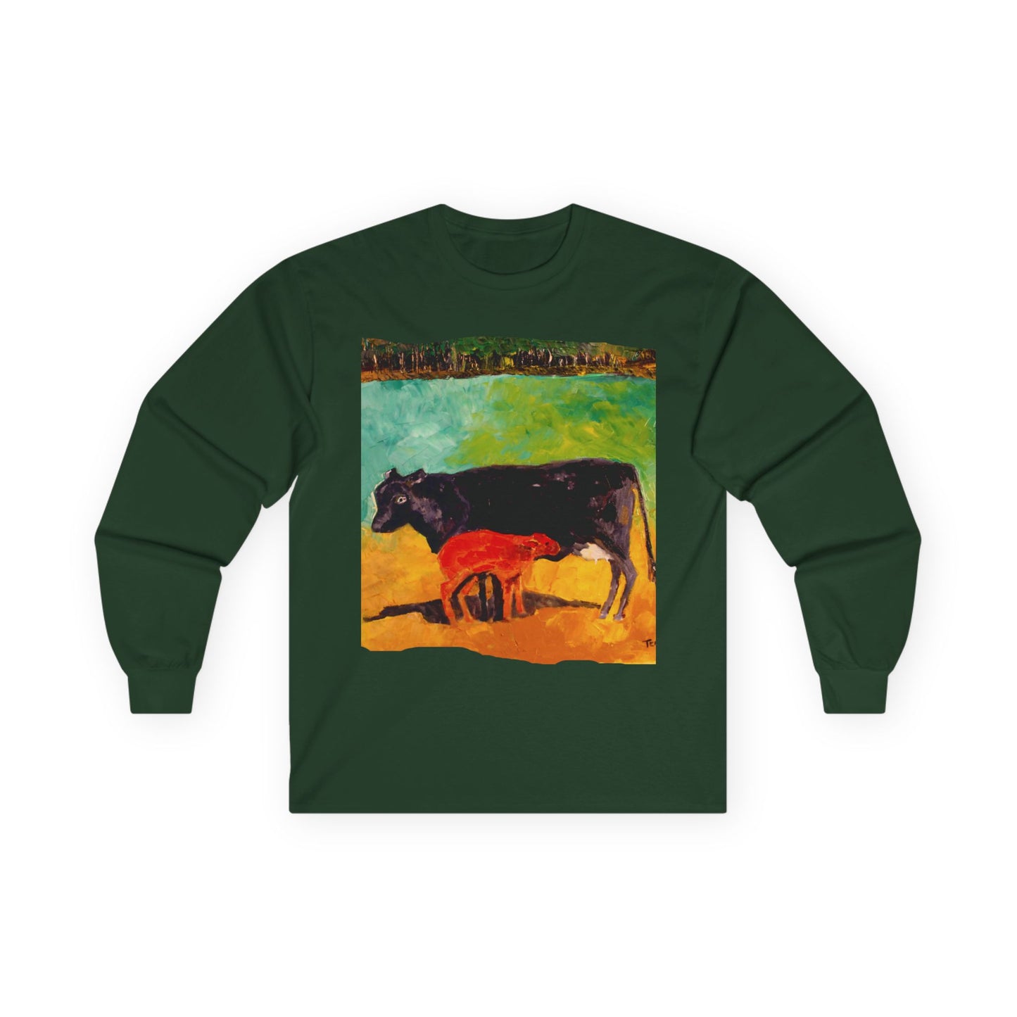 "Allisons Cow and Calf" Long Sleeve Casual Unisex Tee Shirt