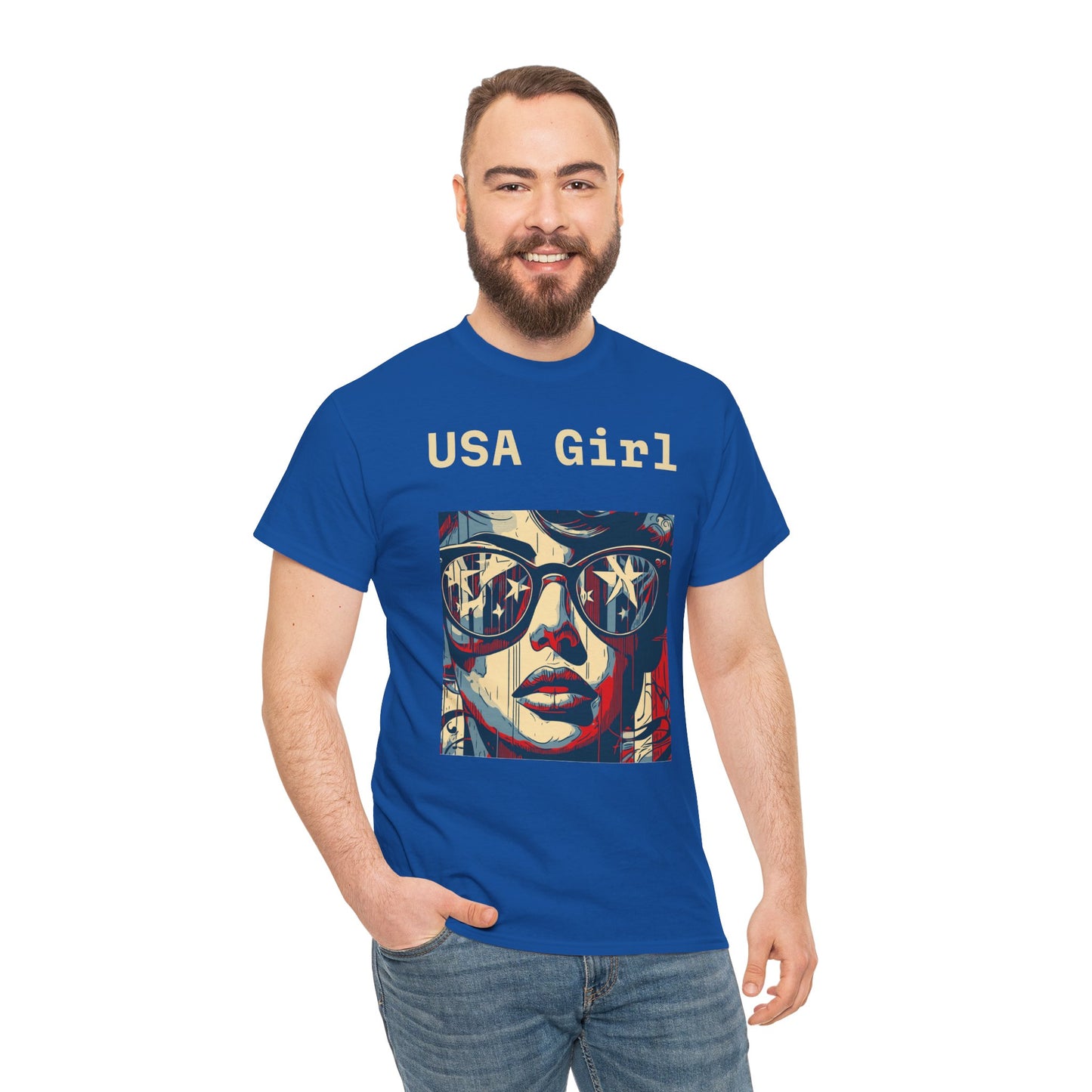 "USA Girl" - Amazing Unisex Heavy Cotton Short Sleeve Tee Shirts!