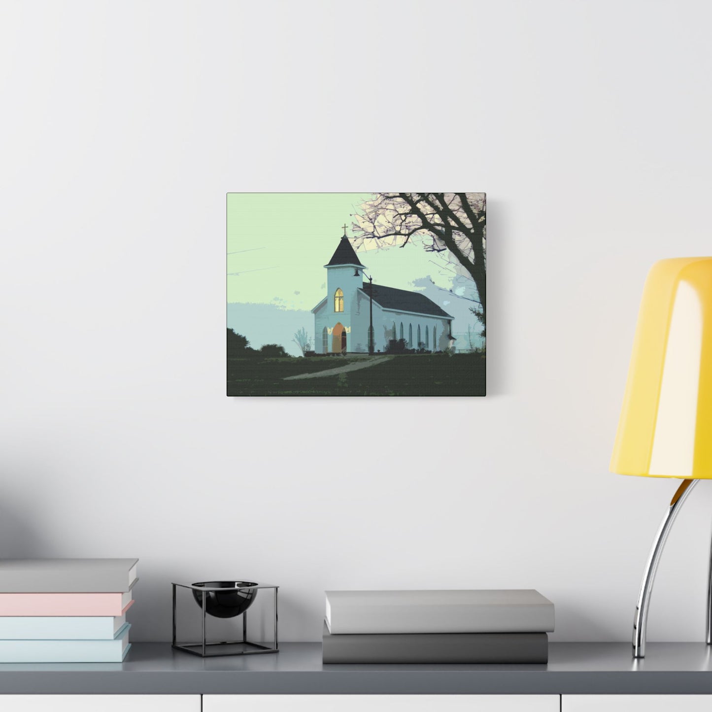 Coastal Church- Art- Gallery Wrapped- Satin Stretched Canvas Gallery Wraps - No Frame Needed