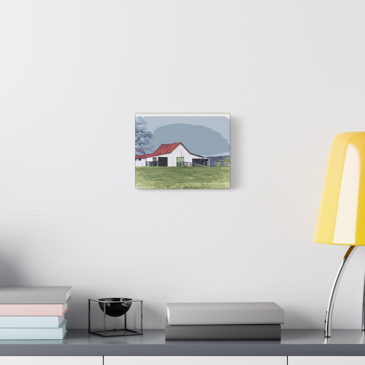 Red Roof Mountain Barn- Art- Gallery Wrapped- Satin Stretched Canvas Gallery Wraps - No Frame Needed