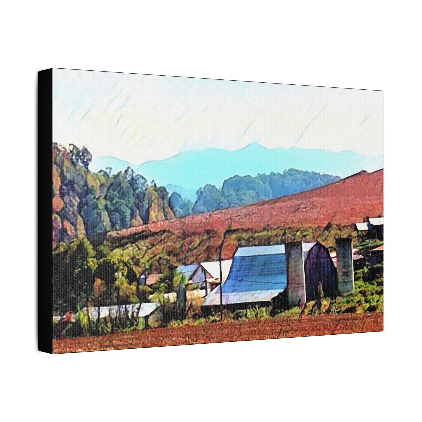 Ashville Mountain Farm - Art- Gallery Wrapped- Satin Stretched Canvas Gallery Wraps - No Frame Needed