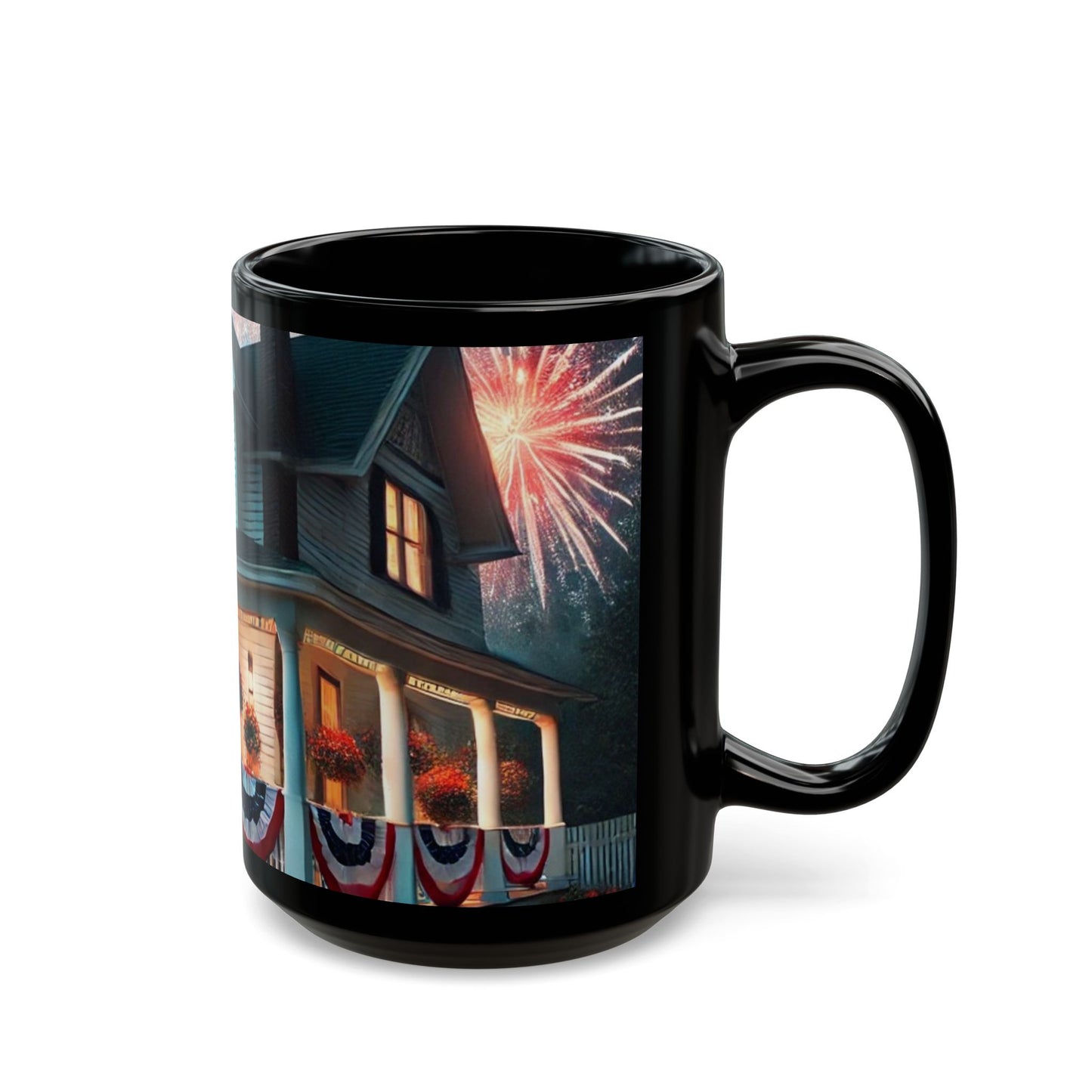 Celebrate USA- 11 oz or 15 oz Ceramic Black Mugs