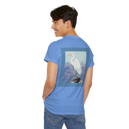 White Egret- Amazing Unisex Heavy Cotton Short Sleeve Tee Shirts!
