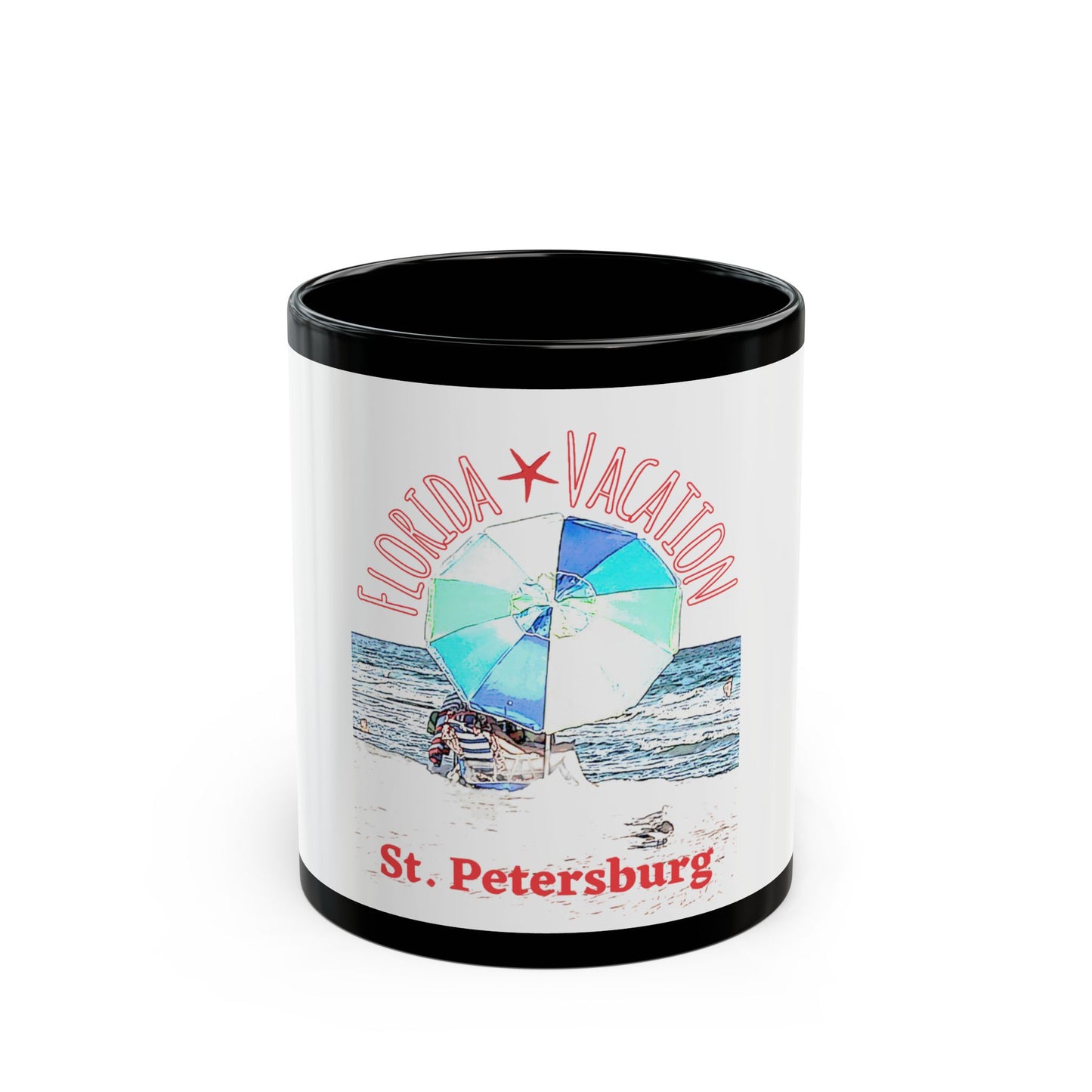 Florida Vacation - St. Petersburg- 11 oz or 15 oz Ceramic Black Mugs
