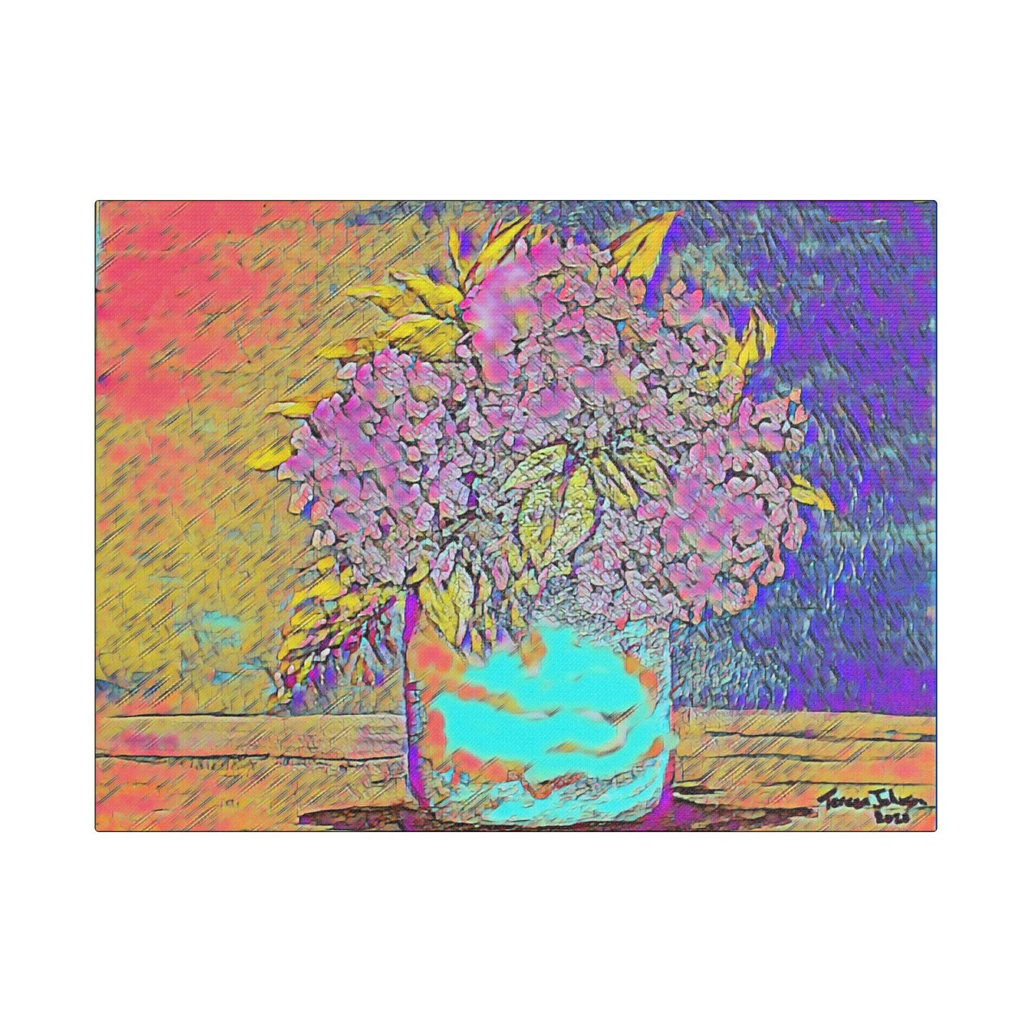 Old Fashion Hydrangeas - Art- Gallery Wrapped- Satin Stretched Canvas Gallery Wraps - No Frame Needed