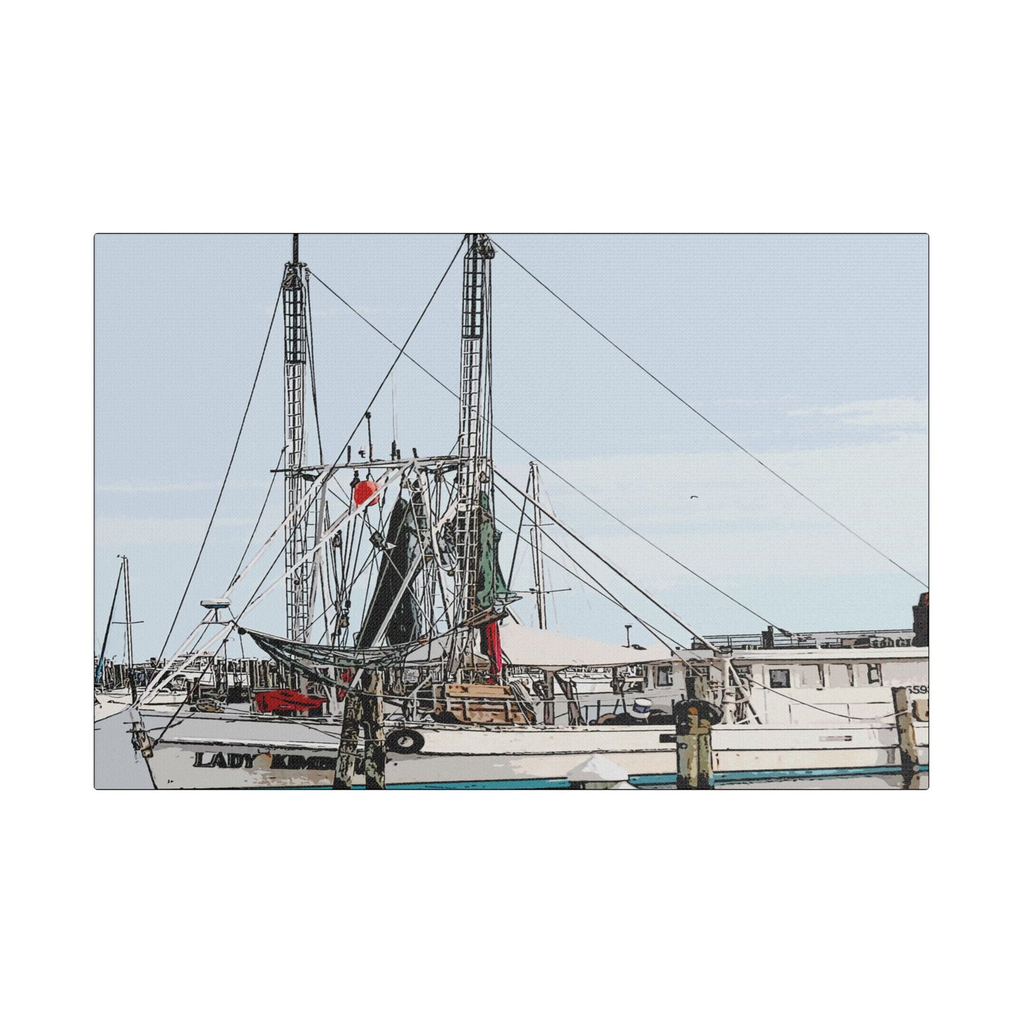 Shrimp Boat Art- Gallery Wrapped- Satin Stretched Canvas Gallery Wraps - No Frame Needed