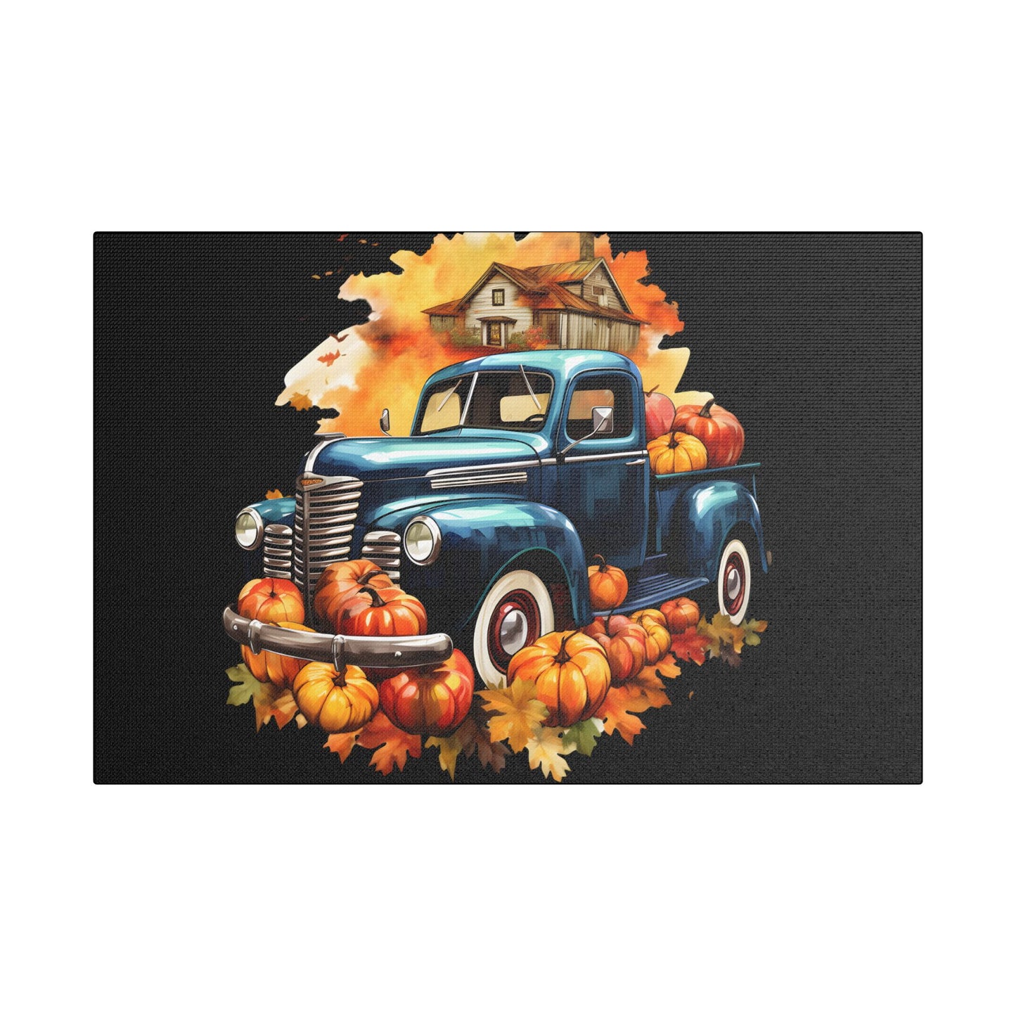 Fall Truck Art- Gallery Wrapped- Satin Stretched Canvas Gallery Wraps - No Frame Needed