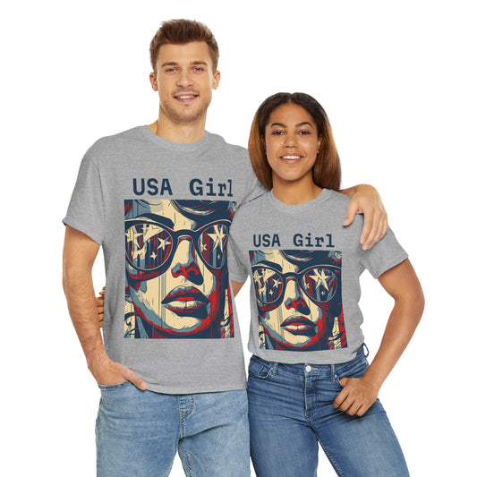 "USA Girl" Amazing Unisex Heavy Cotton Short Sleeve Tee Shirts!
