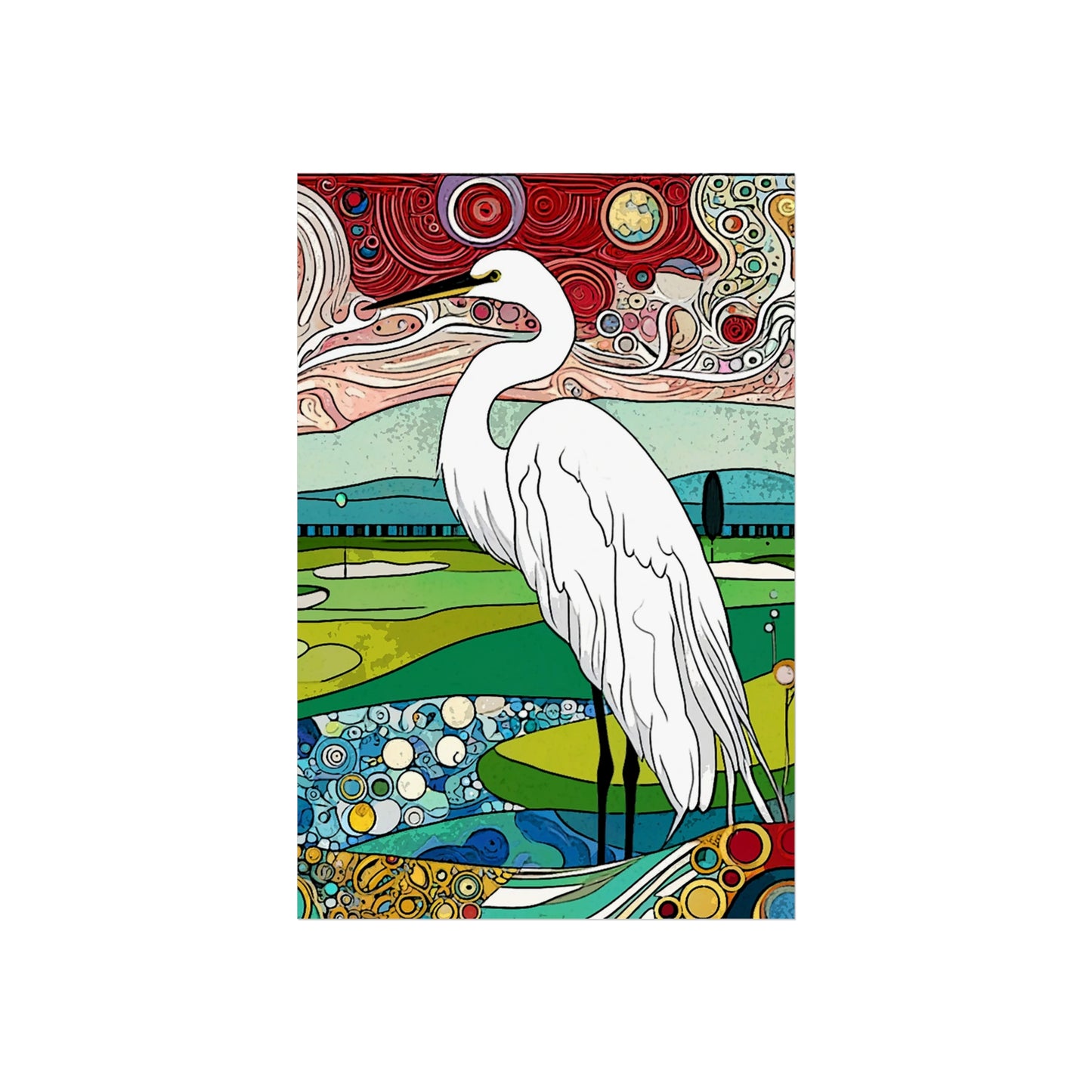 Florida Egret Art- Giclée Technique Fine Art Posters- No Frame