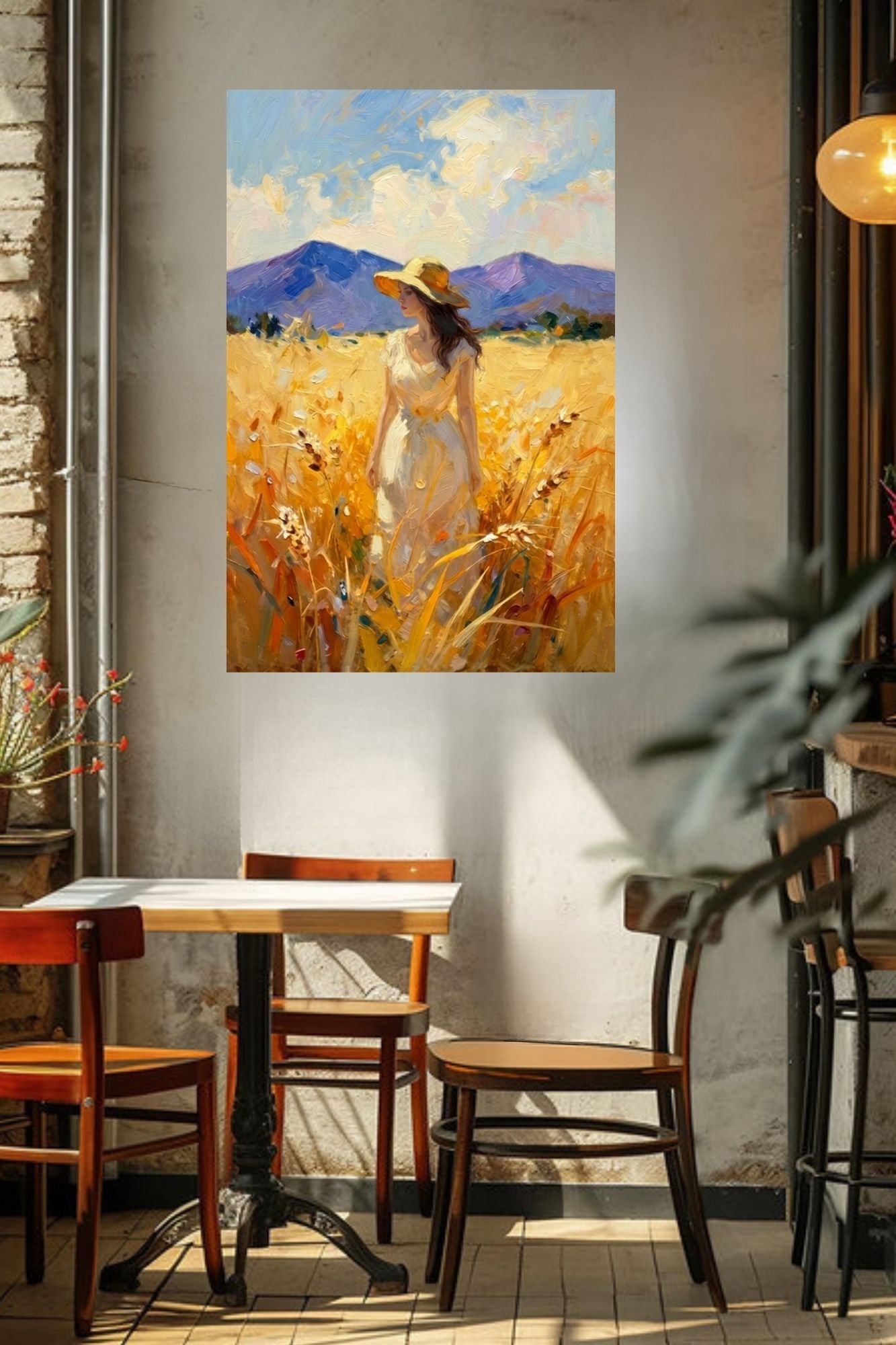Where Summer Lingers | Wheat Field Prints |Vintage Style Farm Girl| Impressionist Landscape Print | Cottage Farmhouse Wall Art