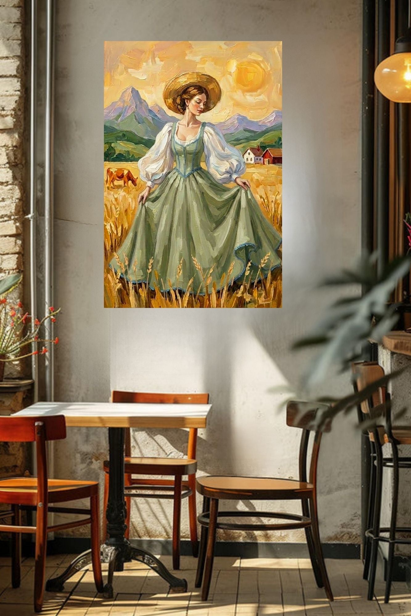 Dancing In the Garden| Vintage Style Print| Farm Village Art| Giclee Paper- Wood- Metal- Canvas