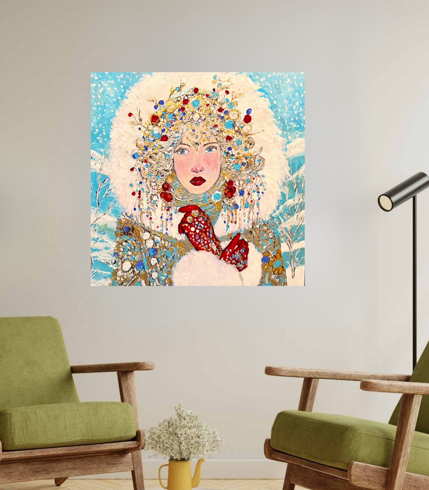 The Queen of Winter| Snow Beauty| Jewel Art| Giclee Paper- Wood- Metal- Canvas