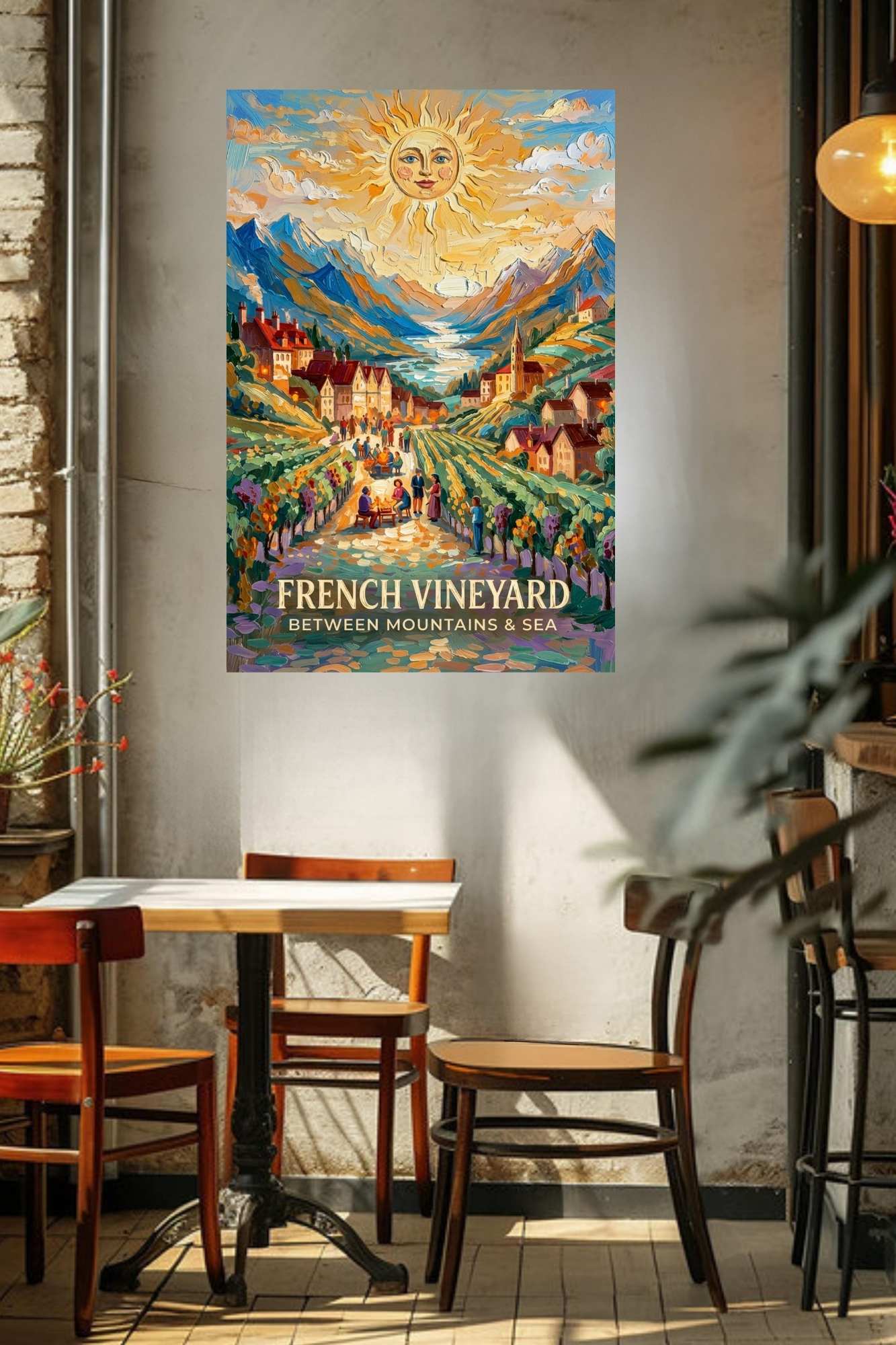 French Vineyard Between Mountain and Sea| Travel Print| Giclee Paper- Wood- Metal- Canvas