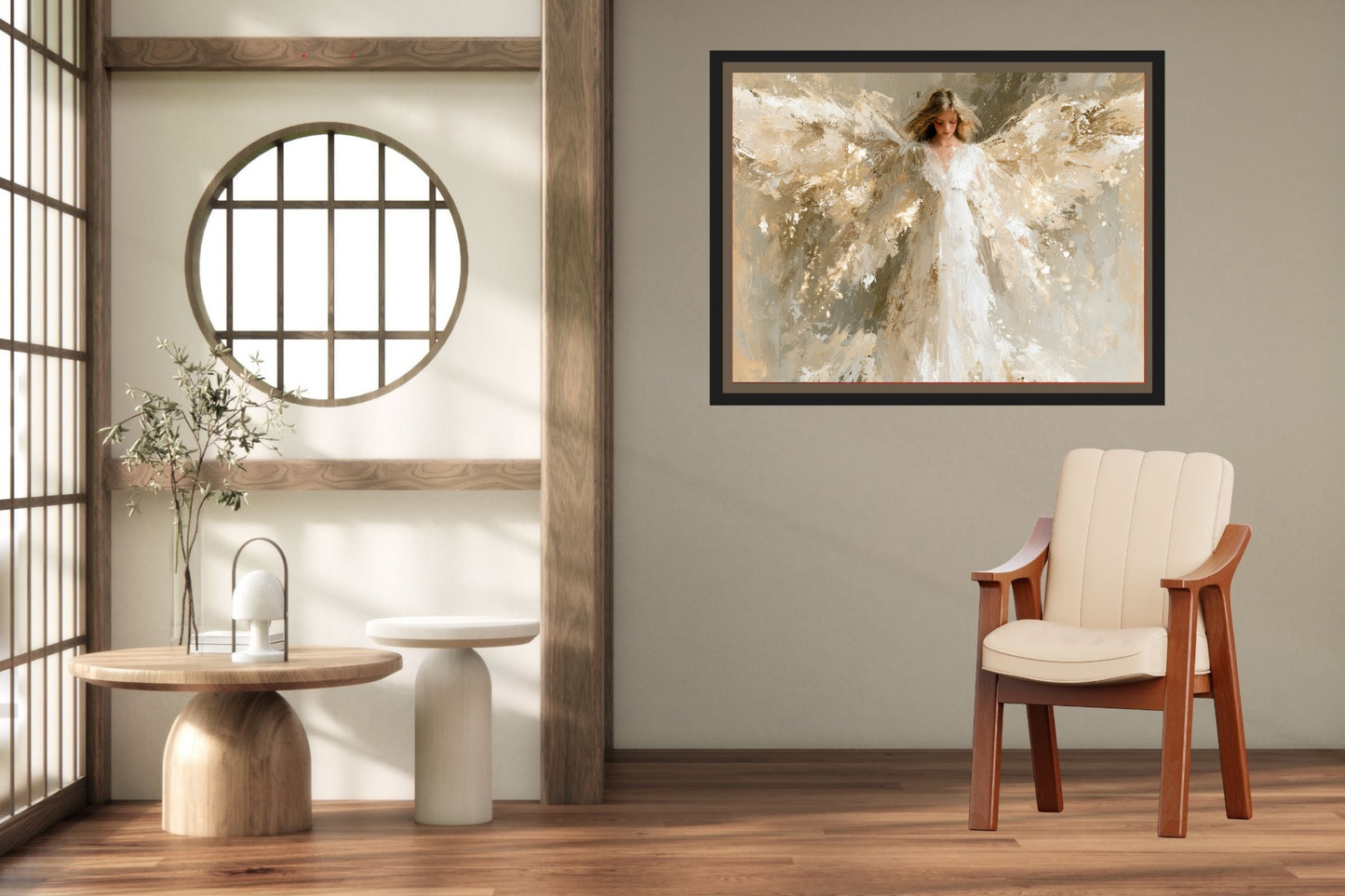 Whispers Of Grace | Angel Art | Christian Wall Decor | Neutral Spiritual Art | Heavenly Angel Print