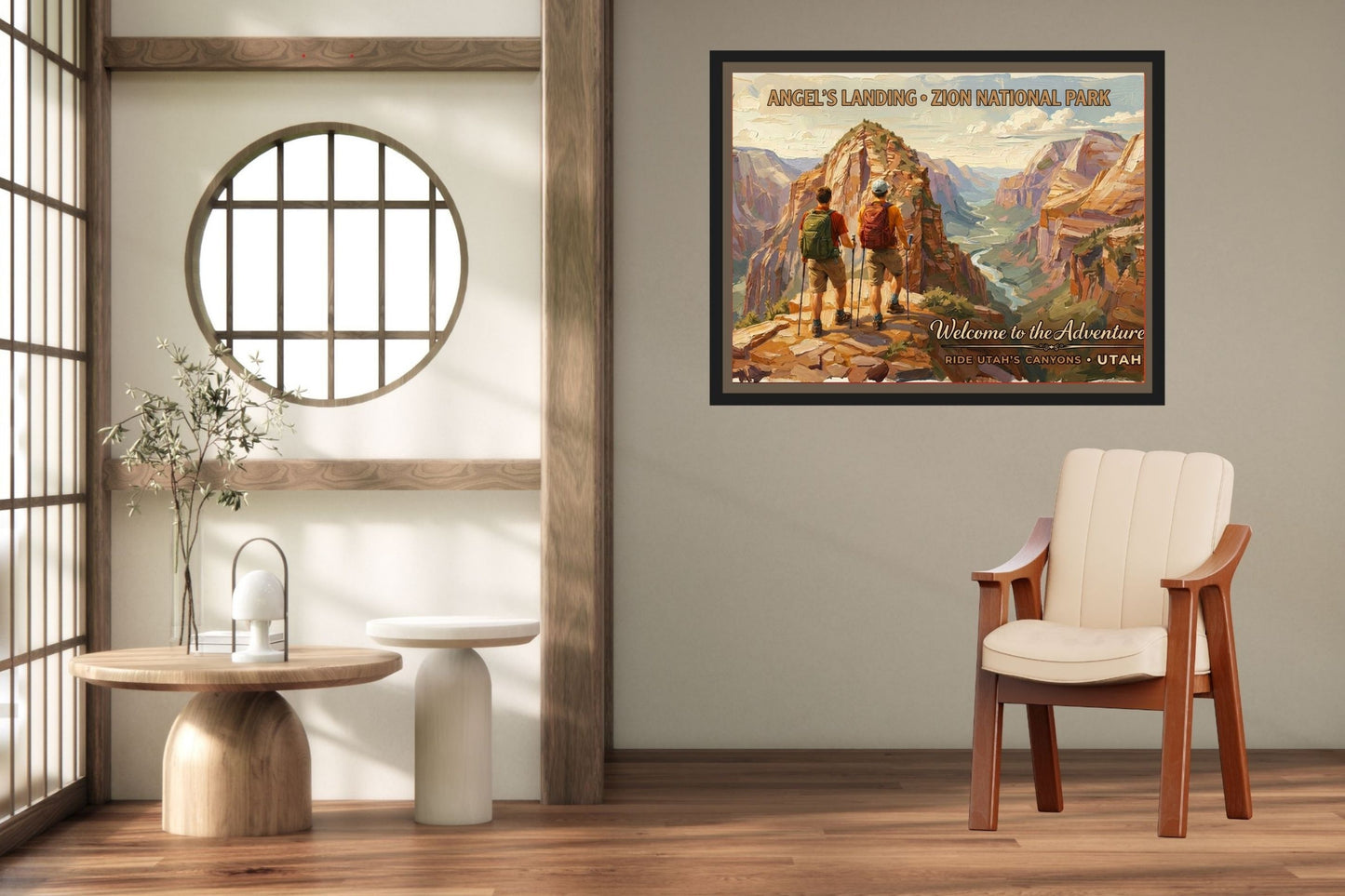 Angel's Landing, Zion National Park | Utah Travel Poster | Canyon Hiking Wall Art | Giclée Print on Paper, Canvas, Wood & Metal