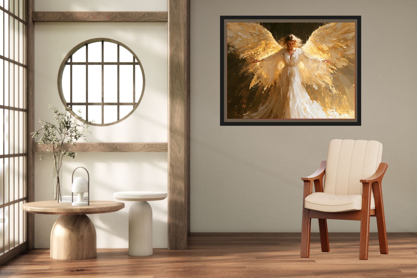 Wrapped In His Light | Angel Art | Christian Wall Decor | Heavenly Angel Print | Spiritual Art