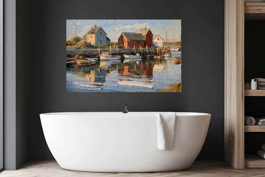 New England Boating| Coastal Homes and Ships Art| Giclee Paper- Wood- Metal- Canvas