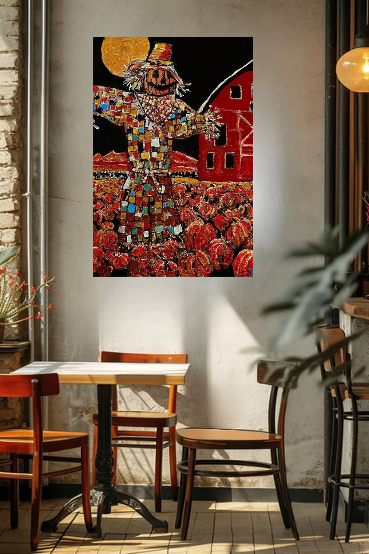 Scary Scarecrow- Farm| Autumn Art| Halloween Pumpkins| Giclee Paper- Wood- Metal- Canvas