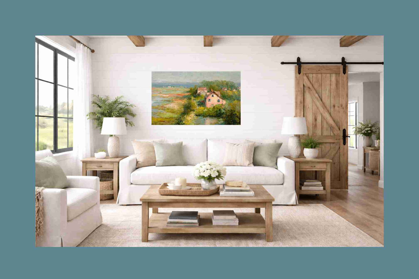 The Pink Cottage | Impressionist Print| Marsh Cottage Art| Coastal Wall Art| Giclée on Canvas, Wood, Metal & Fine Art Paper