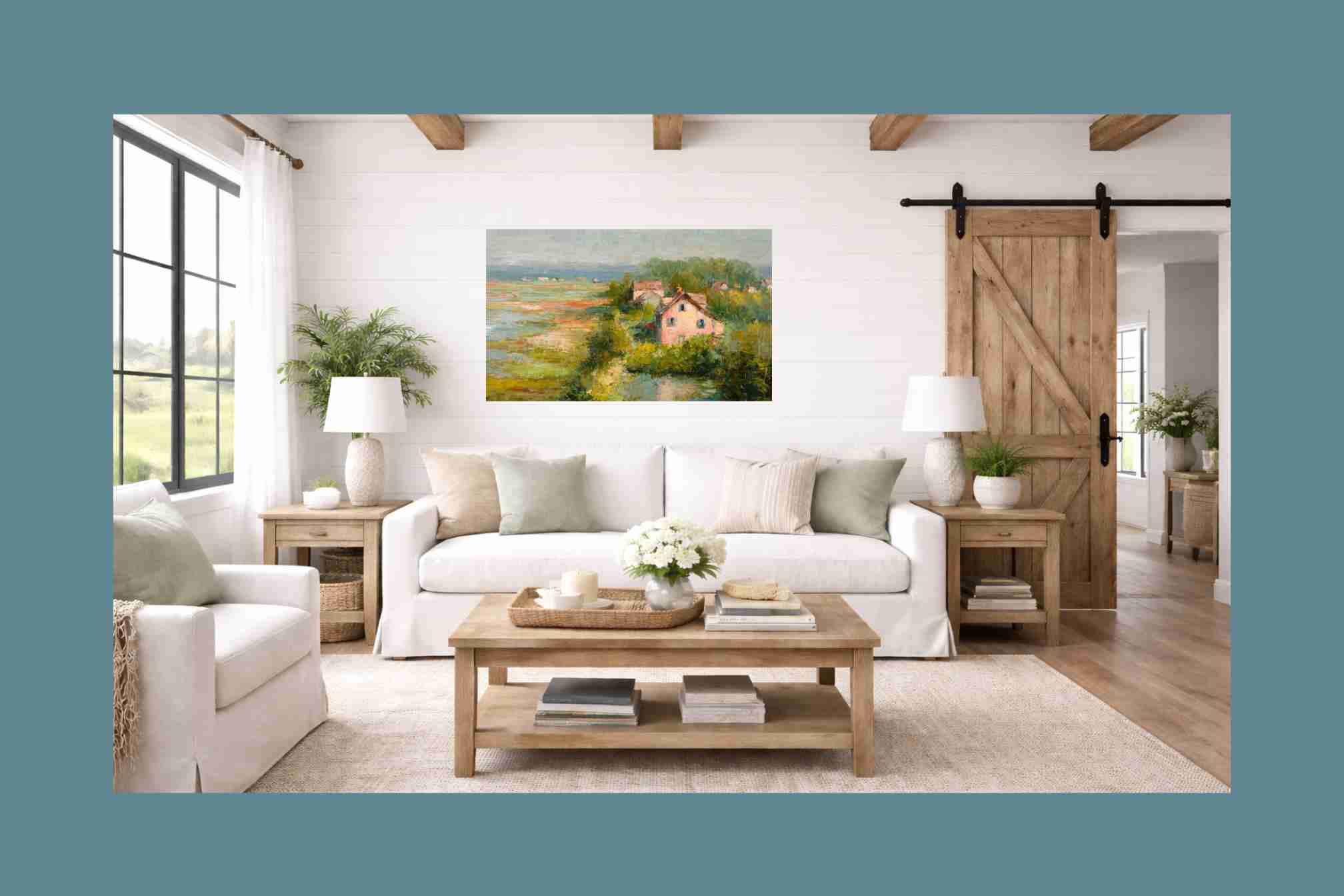 The Pink Cottage | Impressionist Print| Marsh Cottage Art| Coastal Wall Art| Giclée on Canvas, Wood, Metal & Fine Art Paper