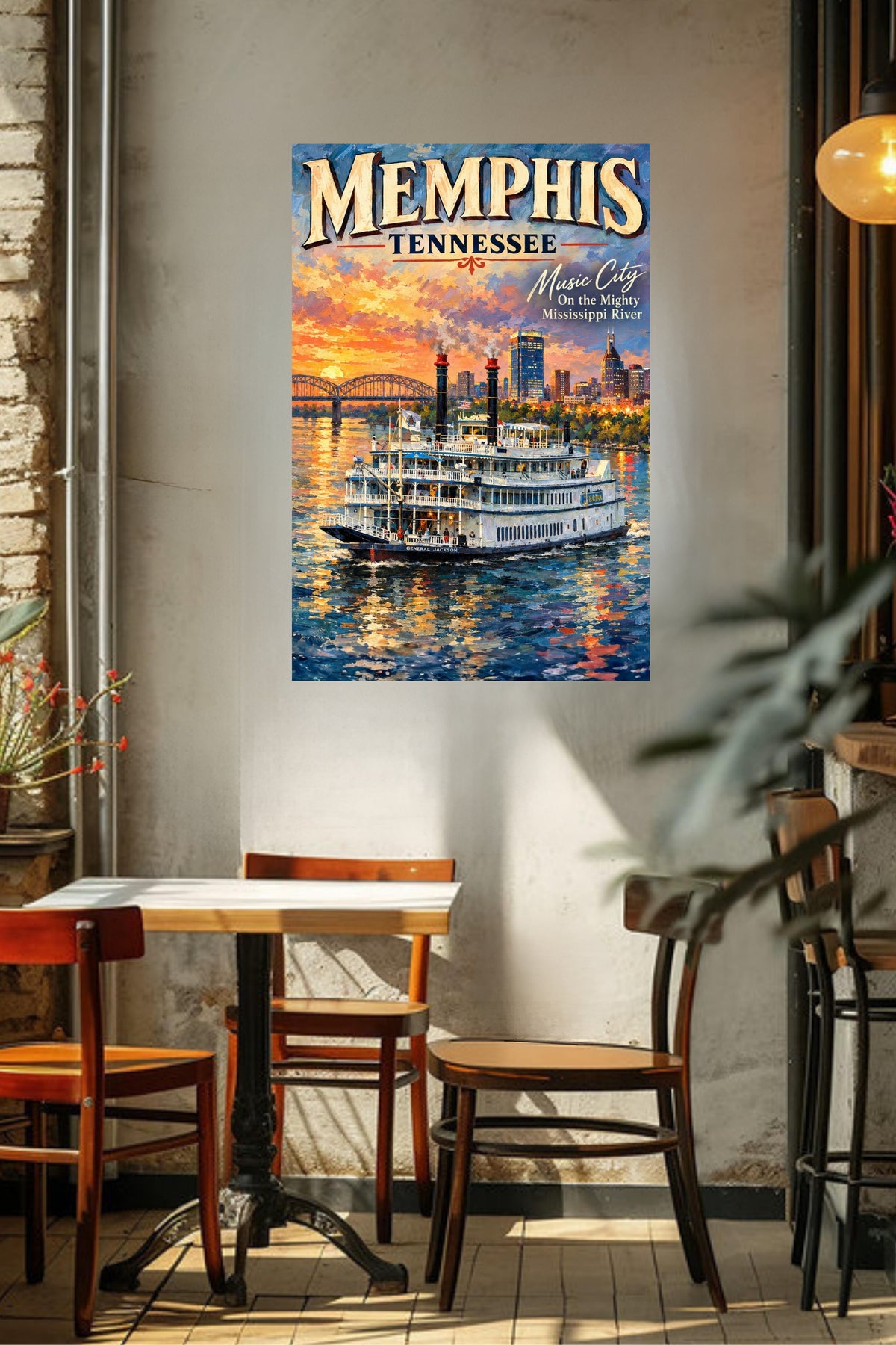 Memphis River Boat | Music City on the Mighty Mississippi | Teresa Johnson Art | Giclée Paper • Wood • Metal • Canvas