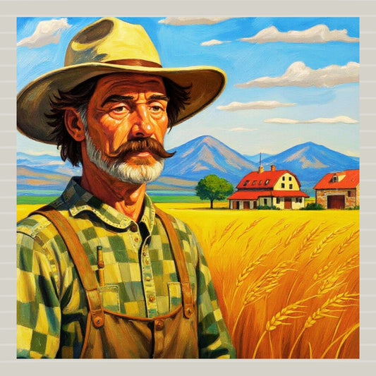 Farmer With Vision| Farm Harvest Art| Giclee Paper- Wood- Metal- Canvas