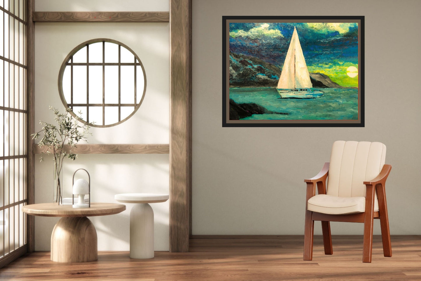 Sailing Past the Point | Original Teresa Johnson Coastal Sailboat Art | Ocean Seascape | Nautical Wall Decor | Giclée Paper • Wood • Metal • Canvas