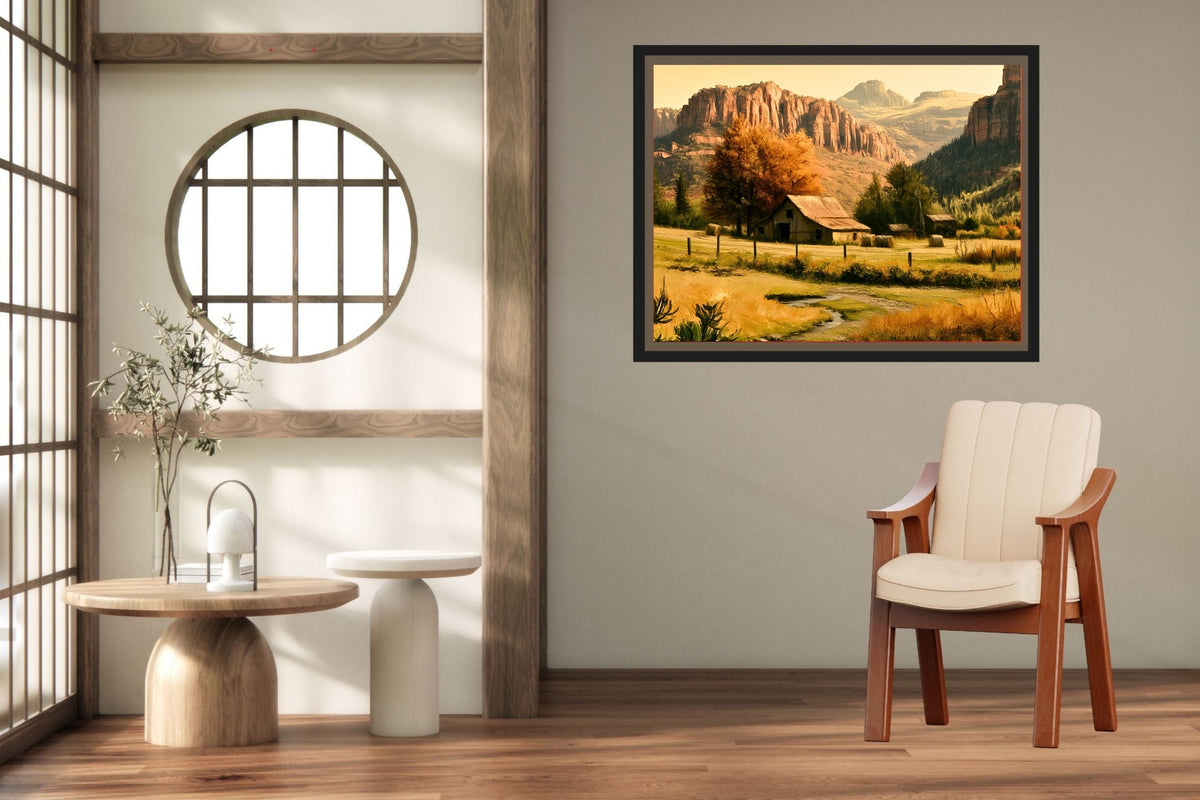 Autumn Beneath The Mountains | Impressionist Mountain Landscape Art | Giclée Paper • Wood • Metal • Canvas