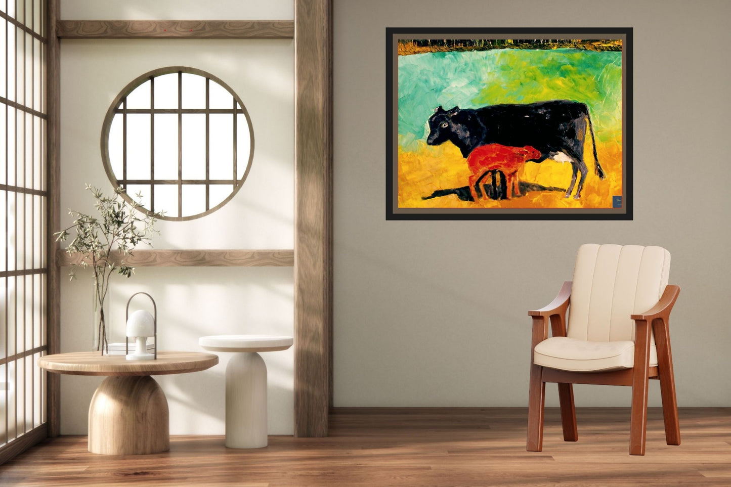 Allison's Cow and Calf Fine| Original Teresa Johnson Print | Western Decor |-Giclee Paper- Wood- Metal- Canvas