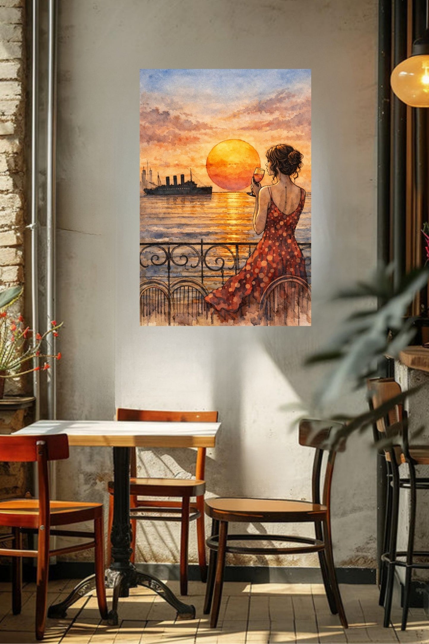 Sunset Views Of Caribbean Ship| Coastal Ocean Art. Giclee Paper- Wood- Metal- Canvas