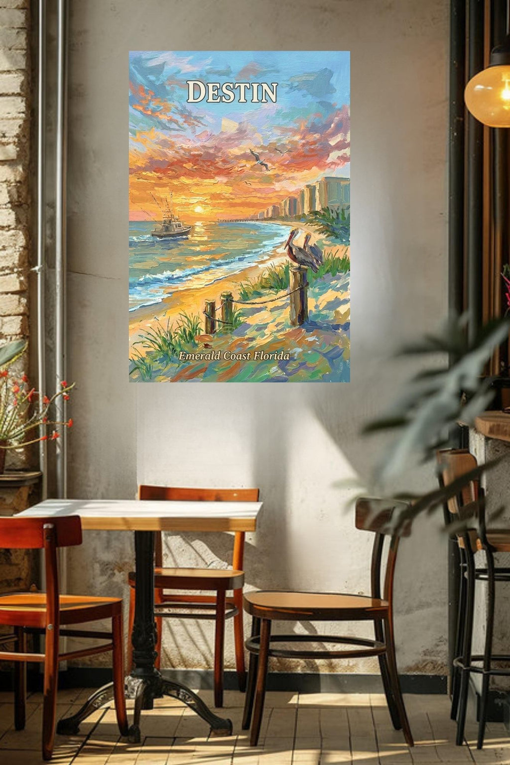 Emerald Coast Sunset In Destin| Travel Poster Art| Giclee Paper- Wood- Metal- Canvas