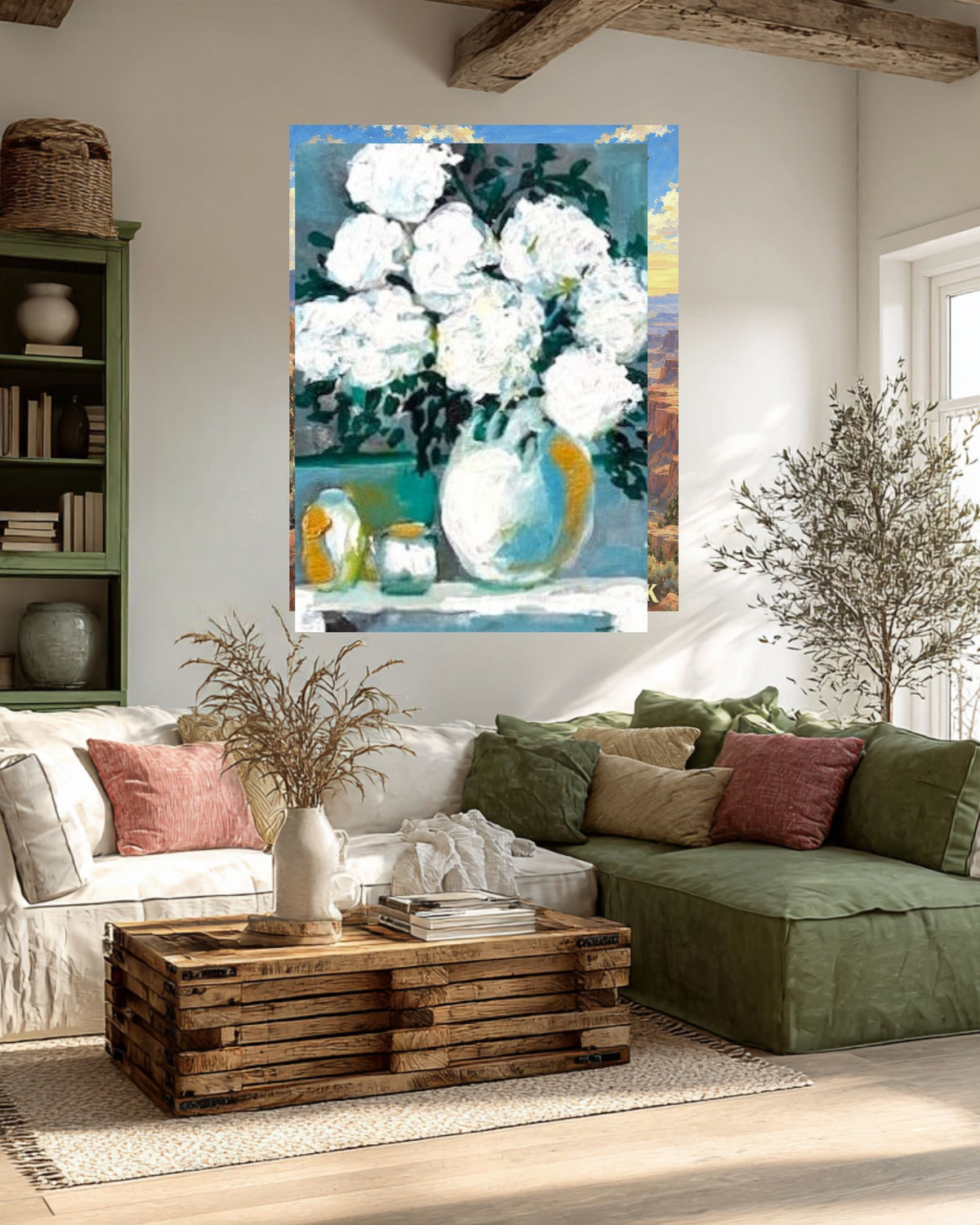 White Hydrangeas Floral Arrangement | Original Floral Art | Giclée Paper • Wood • Metal • Canvas